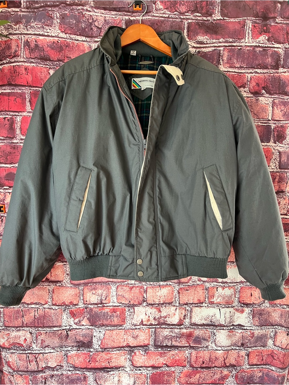 Vintage 80s Members Only Down Puffer Ski Bomber Jacket Charcoal Grey